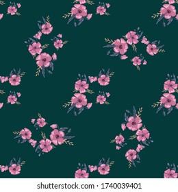 Patrón lindo de moda en las amapolas nativas flowerson fondo oscuro. Diseño de superficie sin fisuras de flores para textiles, tejidos, cubiertas, papel pintado, papel de regalo o cualquier propósito