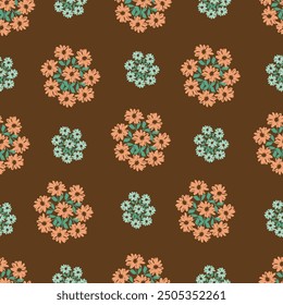 Fashionable cute pattern in native popies flowerson darck background. Flower seamless surface design for textiles, fabrics, covers, wallpapers, print, gift wrapping or any purpose