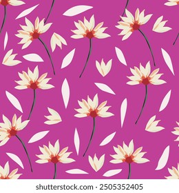 Fashionable cute pattern in native popies flowerson darck background. Flower seamless surface design for textiles, fabrics, covers, wallpapers, print, gift wrapping or any purpose