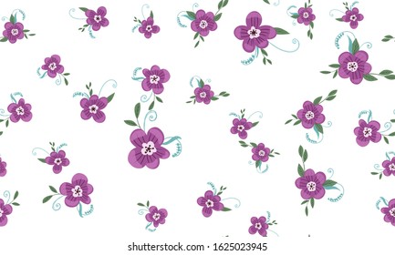 Fashionable cute pattern in nativel flowers. Floral seamless background for textiles, fabrics, covers, wallpapers, print, gift wrapping or any purpose.