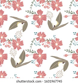 Fashionable cute pattern in nativel flowers. Floral seamless background for textiles, fabrics, covers, wallpapers, print, gift wrapping.