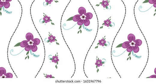 Fashionable cute pattern in nativel flowers. Floral seamless background for textiles, fabrics, covers, wallpapers, print, gift wrapping or any purpose.