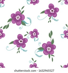 Fashionable cute pattern in nativel flowers. Floral seamless background for textiles, fabrics, covers, wallpapers, print, gift wrapping or any purpose.