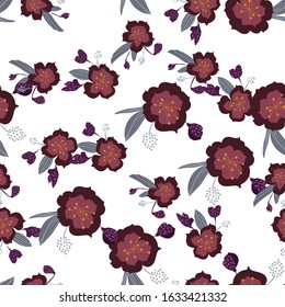 Fashionable cute pattern in nativel flowers. Floral seamless background for textiles, fabrics, covers, wallpapers, print, gift wrapping