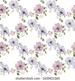 Fashionable cute pattern in nativel flowers. Floral seamless background for textiles, fabrics, covers, wallpapers, print, gift wrapping or any purpose.