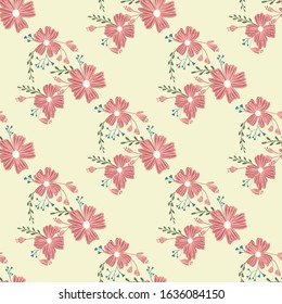 Fashionable cute pattern in nativel flowers. Floral seamless background for textiles, fabrics, covers, wallpapers, print, gift wrapping