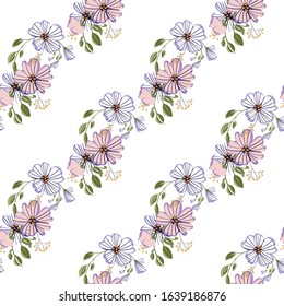 Fashionable cute pattern in nativel flowers. Floral seamless background for textiles, fabrics, covers, wallpapers, print, gift wrapping or any purpose.