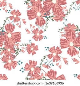 Fashionable cute pattern in nativel flowers. Floral seamless background for textiles, fabrics, covers, wallpapers, print, gift wrapping