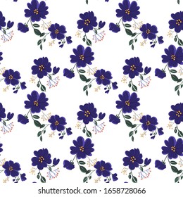 Modische süße Muster in Nativelblumen. Blumennahtloser Hintergrund für Textilien, Stoffe, Bezüge, Wallpaper, Druck, Geschenkverpackung oder für jeden Zweck.