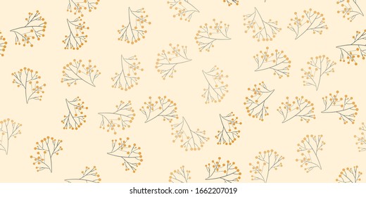 Fashionable cute pattern in nativel flowers. Floral seamless background for textiles, fabrics, covers, wallpapers, print, gift wrapping or any purpose.