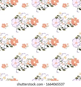 Fashionable cute pattern in nativel flowers. Floral seamless background for textiles, fabrics, covers, wallpapers, print, gift wrapping 