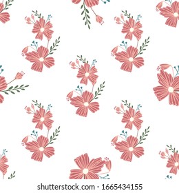 Fashionable cute pattern in nativel flowers. Floral seamless background for textiles, fabrics, covers, wallpapers, print, gift wrapping