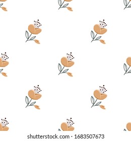Fashionable cute pattern in nativel flowers. Floral seamless background for textiles, fabrics, covers, wallpapers, print, gift wrapping or any purpose.