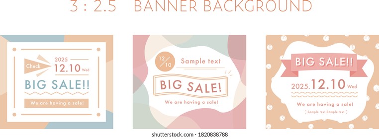 Fashionable And Cute Web Banner Background Set