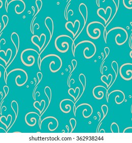Fashionable decorative vintage valentine's day invitation background design/   	
Seamless texture with flourishes and hearts. Endless floral pattern./  	
Gentle turquoise seamless pattern.