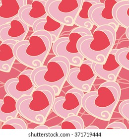 Fashionable decorative vintage valentine's day invitation background design/ Seamless texture with flourishes and hearts. Endless hearts pattern./ Gentle pink seamless pattern.