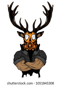 fashionable deer Hipster animal. Vintage style illustration for tattoo, logo, emblem