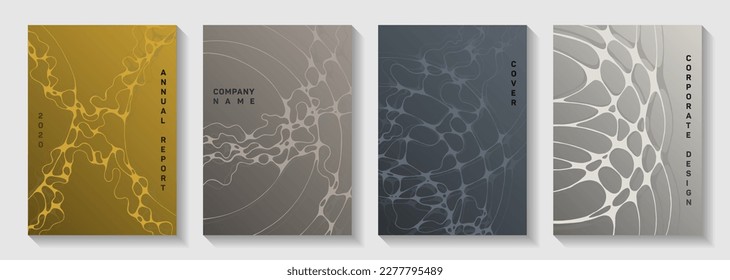 Fashionable disco party posters. Crossed curve lines weave textures. Flat magazine vector templates. Electronic music party posters set fluid wavy graphic design.