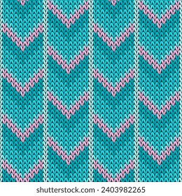 Fashionable downward arrow lines christmas knit geometric vector seamless. Plaid knit tricot  fabric print. Winter seamless knitted pattern. Winter holidays wallpaper.