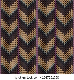 Fashionable downward arrow lines knit texture geometric vector seamless. Jumper knit tricot  fabric print. Classic warm seamless knitted pattern. Christmas spirit backdrop.