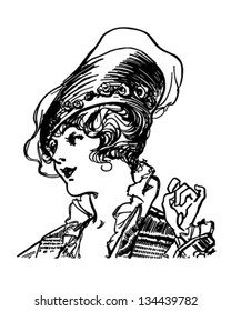 Fashionable Early Century Gal - Retro Clip Art Illustration