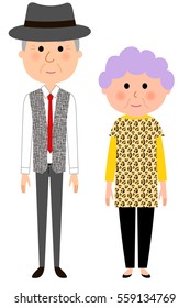 Fashionable elderly couple
