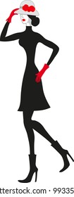 Fashionable elegant contrast black and red woman. Eps 10