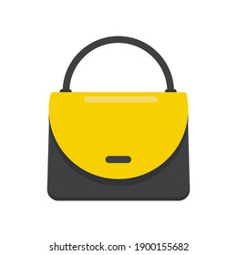 Fashionable elegant women's bag in yellow and gray colors, isolated on a white background. Stylish women's accessory. Cute vector illustration in flat style