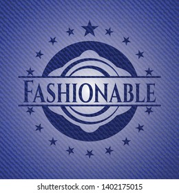 Fashionable emblem with denim texture. Vector Illustration. Detailed.