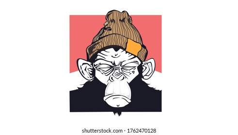 Fashionable evil monkey vector illustration 
