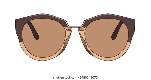 Fashionable Eyewear, Brown Glasses, Modern Trendy Spectacles, Brown Lenses, Glasses Design Isolated In White Background, Realistic Fashion Vector