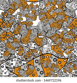 Fashionable fabric pattern. Doodles neutral, yellow and black on colors. Vector. Seamless pattern Print. Design wrapping and gift paper, greeting cards, banner and posters design.