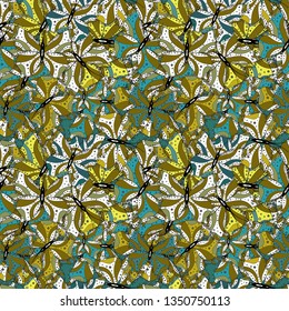 Fashionable fabric pattern. Vector. Doodles white, black and brown on colors. Seamless pattern Print.