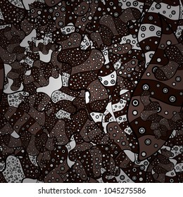 Fashionable fabric pattern. Vector. Print. Doodles brown, black and white on colors.