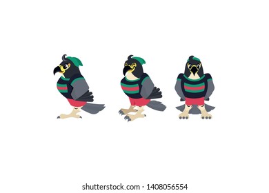 Fashionable falcon from different viewing angles. vector