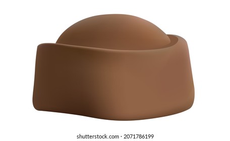 fashionable felt hat of delicate beige color on a white background. Isolated illustration of an elegant hat