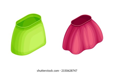 Fashionable female clothing set. Skirts summer garments isometric vector illustration