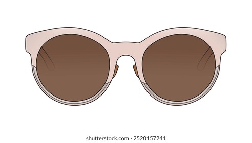 Fashionable Female Eyewear, Rose Pink Polarized Outdoor Glasses Design Isolated In White Background, Realistic Fashion Vector