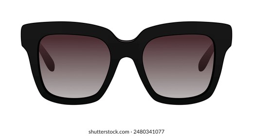 Fashionable Female Glasses, Black Eyewear, Dark Lenses, Woman Accessories, Glasses Design Isolated In White Background, Realistic Fashion Vector