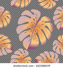 Fashionable floral jungle ornament with monstera leaf tropical seamless pattern vector.