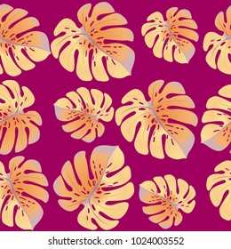 Fashionable floral jungle ornament with monstera leaf tropical seamless pattern vector.