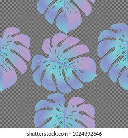Fashionable floral jungle ornament with monstera leaf tropical seamless pattern vector.