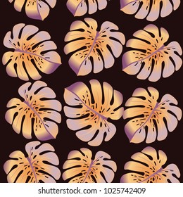 Fashionable floral jungle ornament with monstera leaf tropical seamless pattern vector.