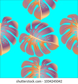 Fashionable floral jungle ornament with monstera leaf tropical seamless pattern vector.