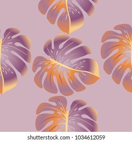 Fashionable floral jungle ornament with monstera leaf tropical seamless pattern vector.