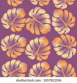 Fashionable floral jungle ornament with monstera leaf tropical pattern vector.
