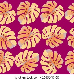 Fashionable floral jungle ornament with monstera leaf tropical pattern vector.