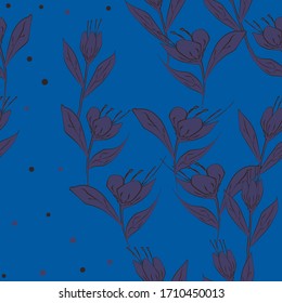 fashionable flower pattern.blue dark background.vector.