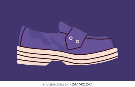 Fashionable footwear concept. Blue casual female shoes. Fashion, trend and style. Trendy clothes and apparel. Social media cover. Cartoon flat vector illustration isolated on blue background