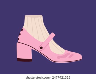 Modisches Schuhkonzept. Rosa lässige weibliche Schuhe. Mode, Trend und Stil. Trendige Kleidung und Kleidung. Vorlage und Layout. Cartoon flache Vektorillustration isoliert auf blauem Hintergrund